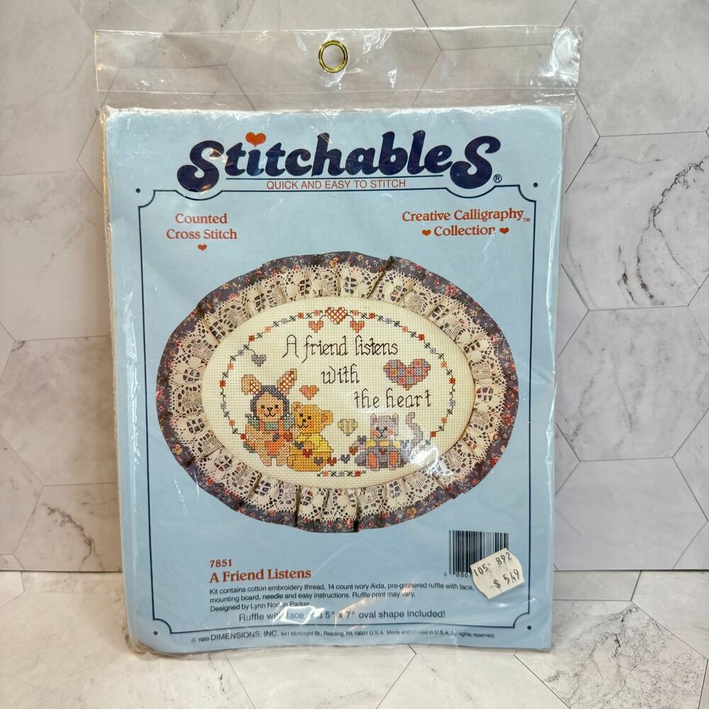 Vintage Stitchables A Friend Listens Counted Cross Stitch Kit Sealed NOS